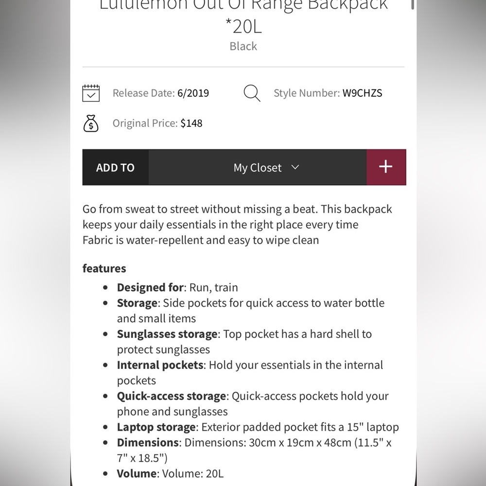 Lululemon Out Of Range Backpack - Picture 4 of 16